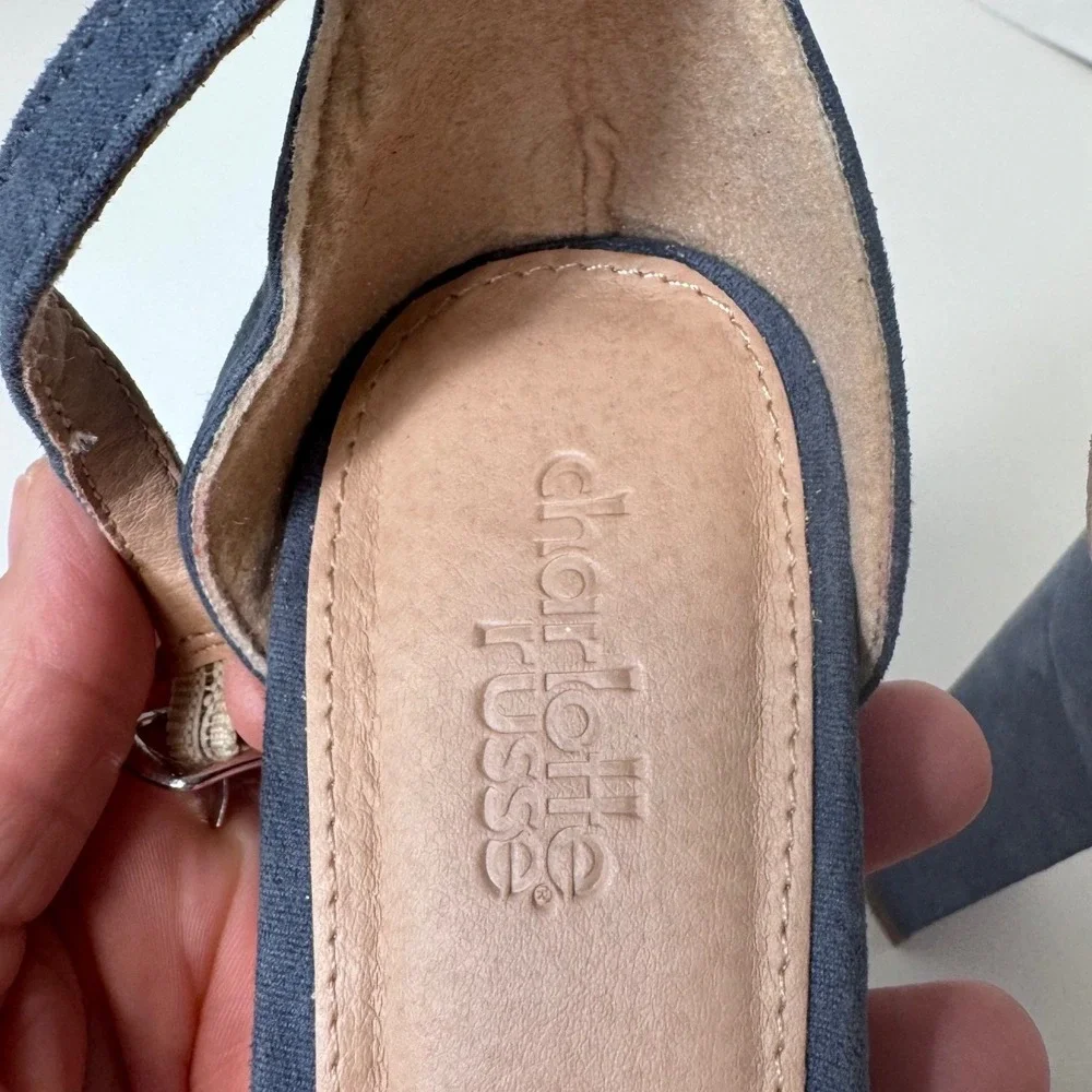 Charlotte Russe Prom Chic Block Heel Ankle Strap Sandals Womens Size 8 Blue Shoe